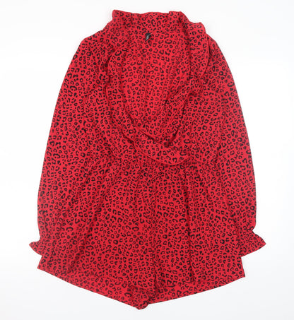 Womens UK Size 10 H&M One-Piece Red Playsuit