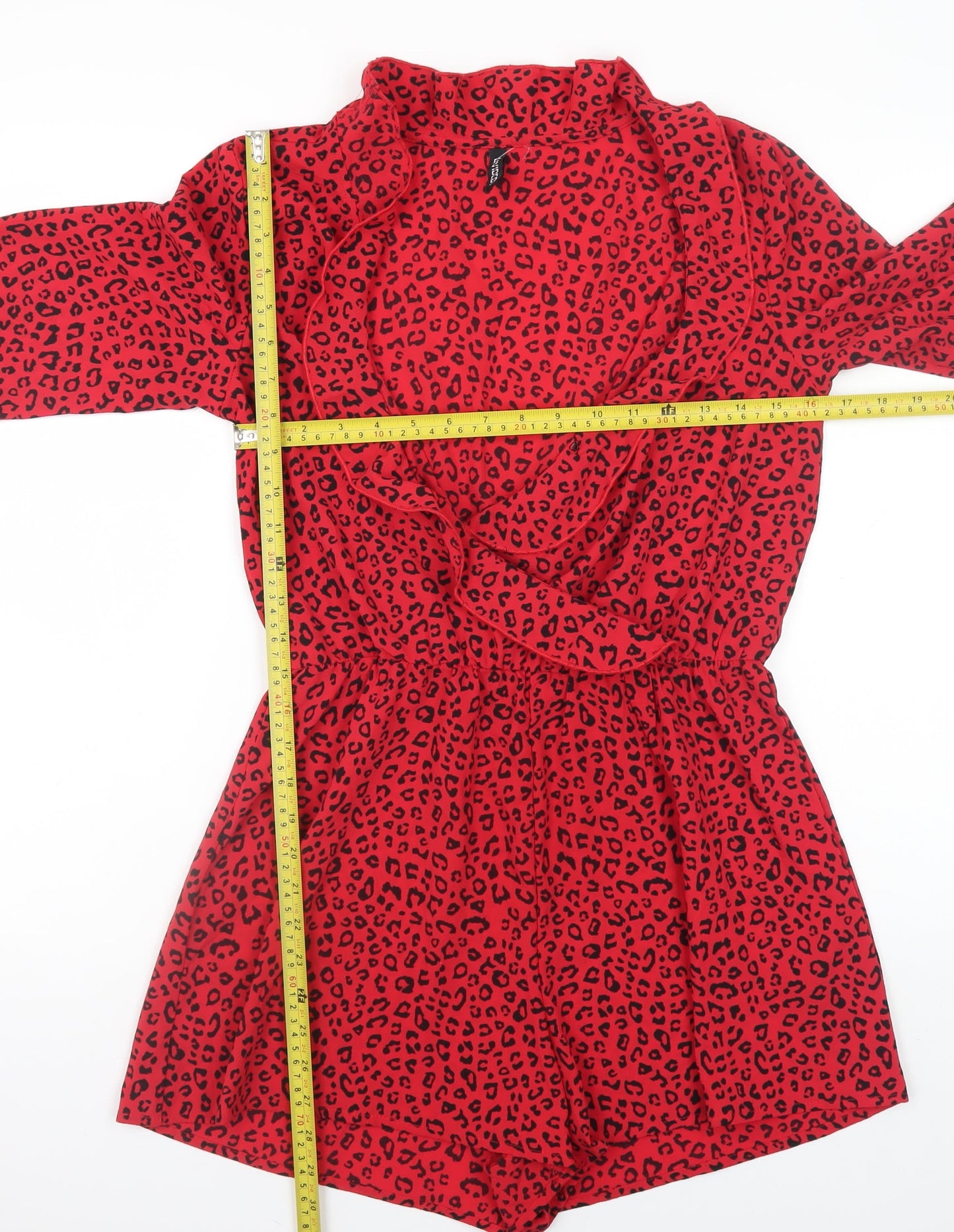 Womens UK Size 10 H&M One-Piece Red Playsuit