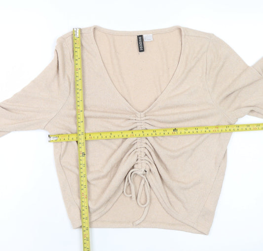 Womens UK Size L H&M Beige Cropped Blouse