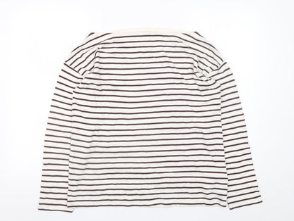 Hush Women’s White Striped Long Sleeve Cotton T-Shirt M