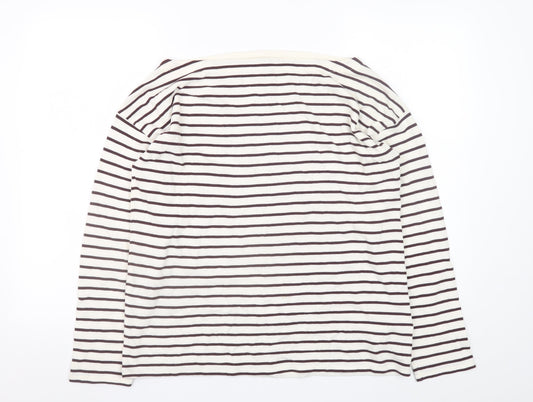 Hush Women’s White Striped Long Sleeve Cotton T-Shirt M