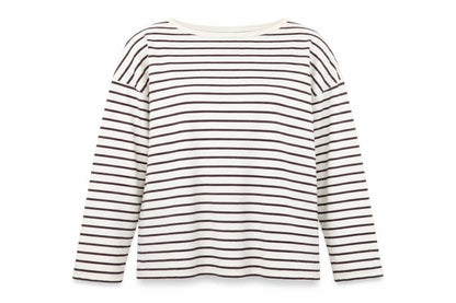 Hush Women’s White Striped Long Sleeve Cotton T-Shirt M