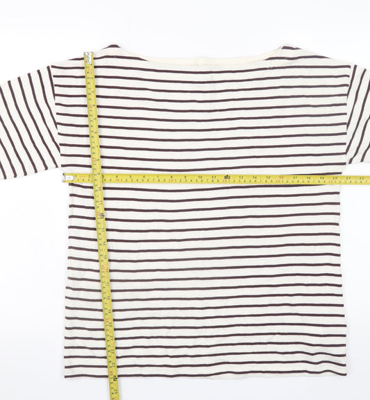 Hush Women’s White Striped Long Sleeve Cotton T-Shirt M