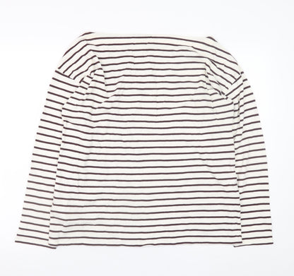 Hush Women’s White Striped Long Sleeve Cotton T-Shirt M
