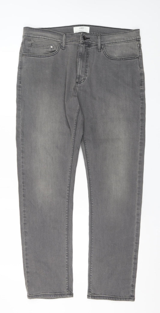 Mens UK Size L Marks and Spencer Slim Fit Straight Grey Jeans