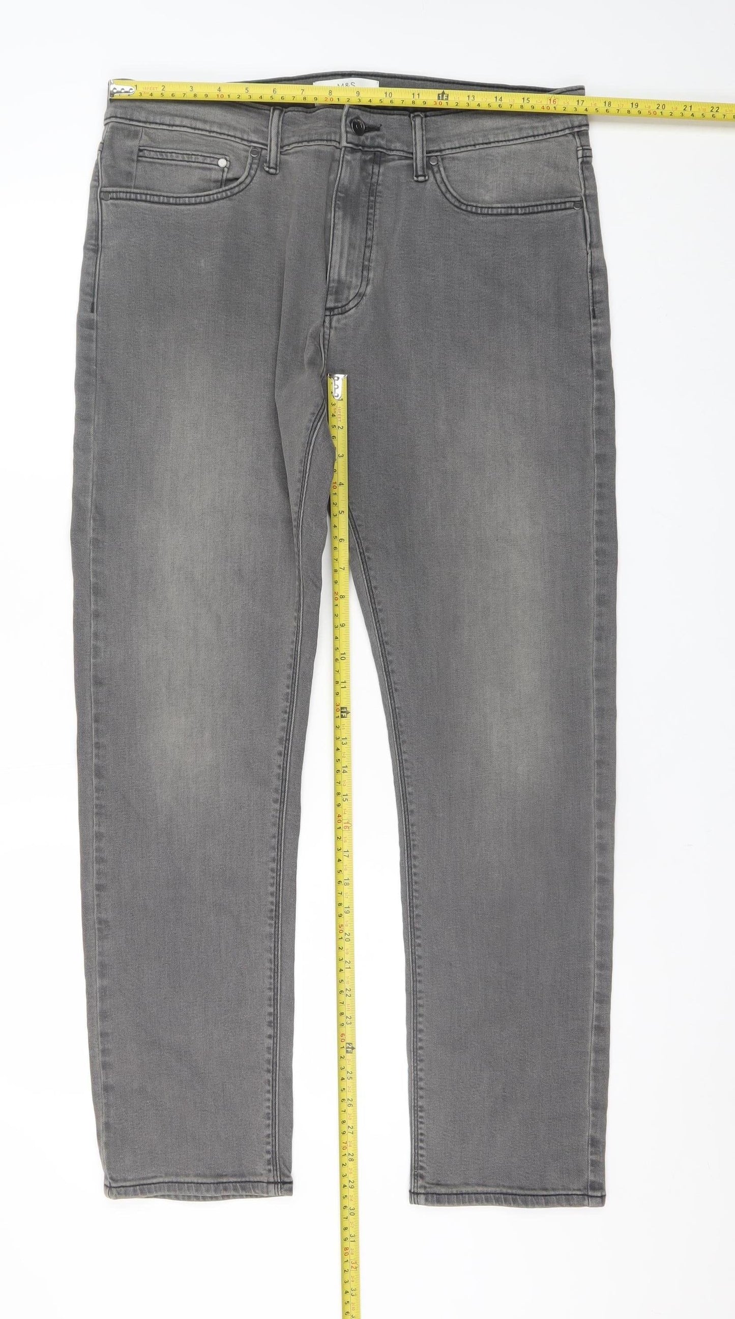 Mens UK Size L Marks and Spencer Slim Fit Straight Grey Jeans