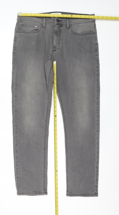 Mens UK Size L Marks and Spencer Slim Fit Straight Grey Jeans