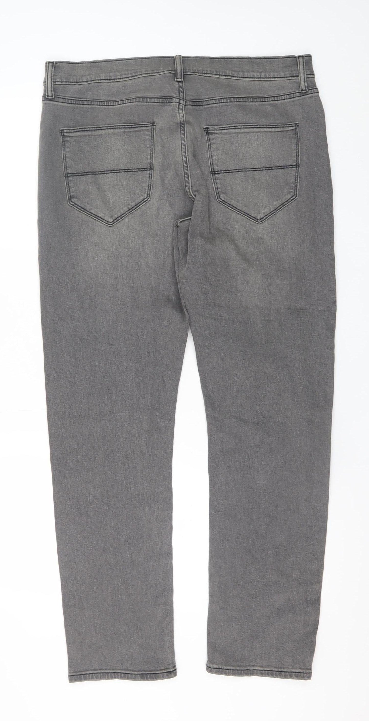 Mens UK Size L Marks and Spencer Slim Fit Straight Grey Jeans