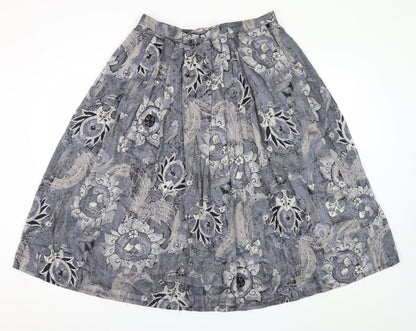 Miss Astor Women’s Grey Floral Pleated Midi Skirt Size 14