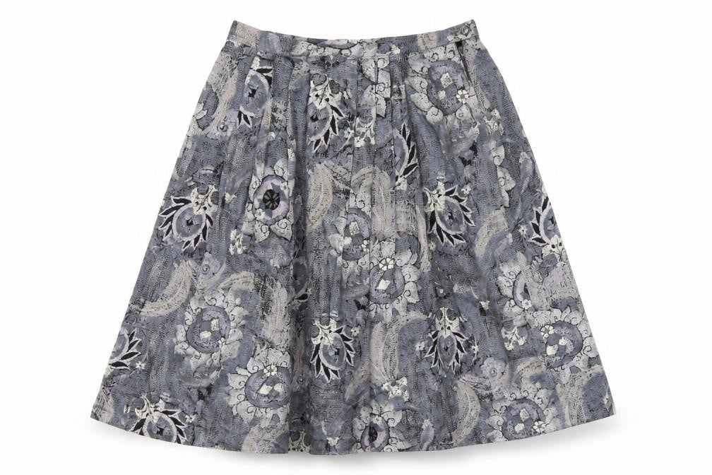 Miss Astor Women’s Grey Floral Pleated Midi Skirt Size 14