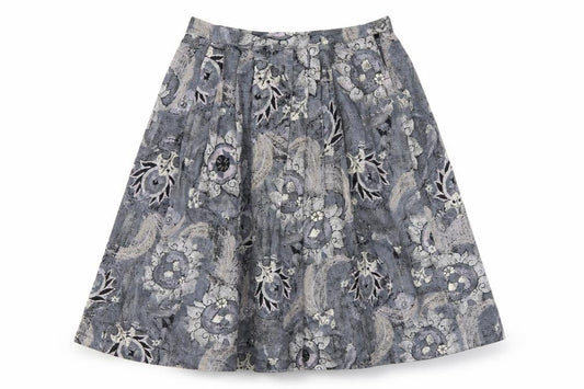 Miss Astor Women’s Grey Floral Pleated Midi Skirt Size 14