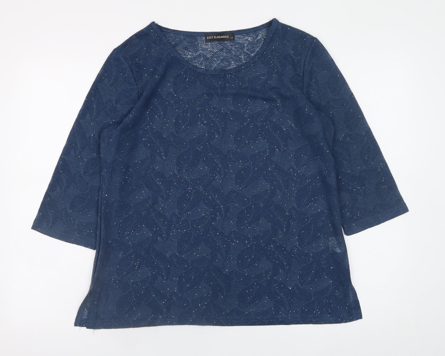 Womens UK Size 14 Just Elegance Blue Basic Blouse