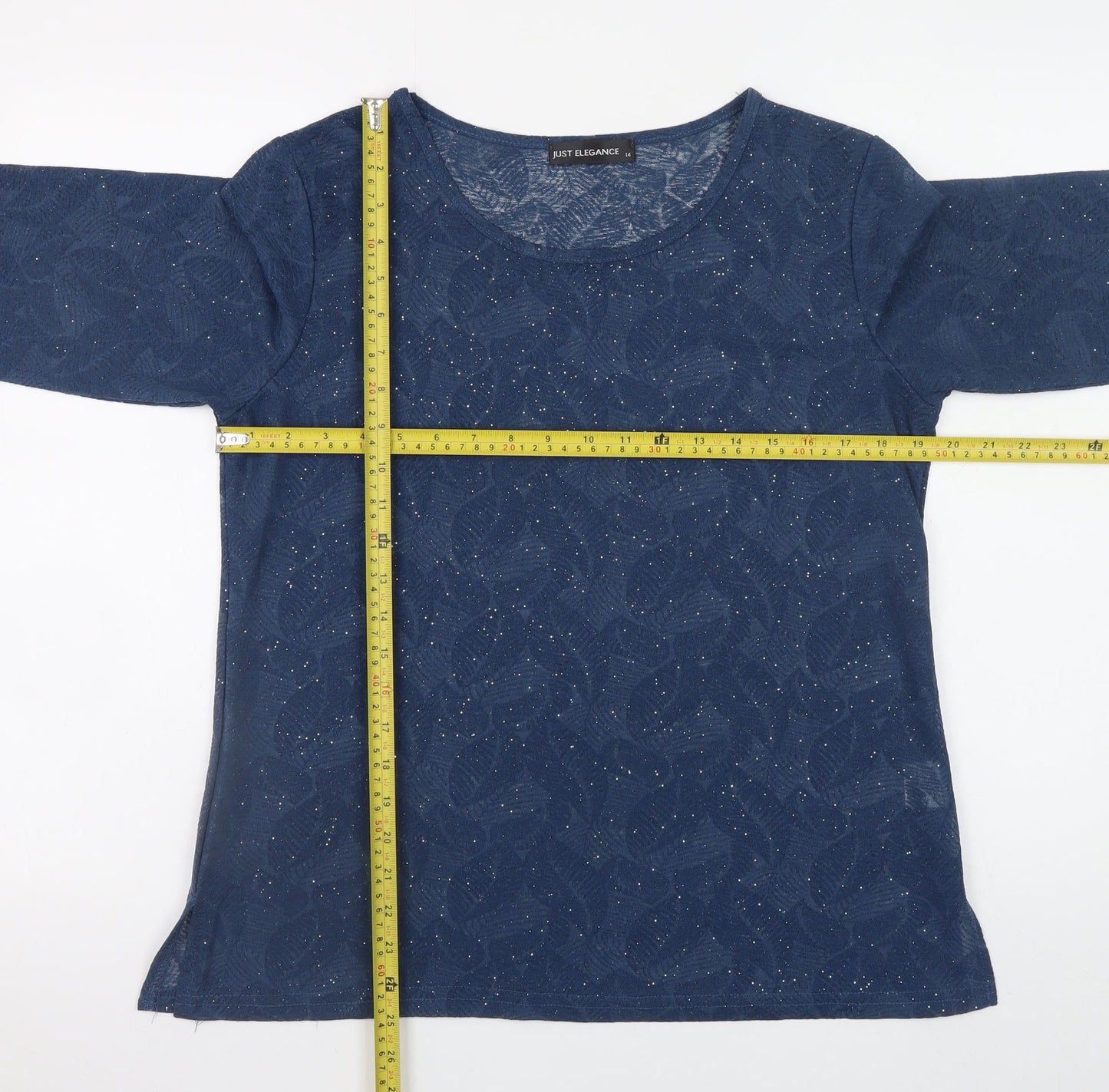 Womens UK Size 14 Just Elegance Blue Basic Blouse