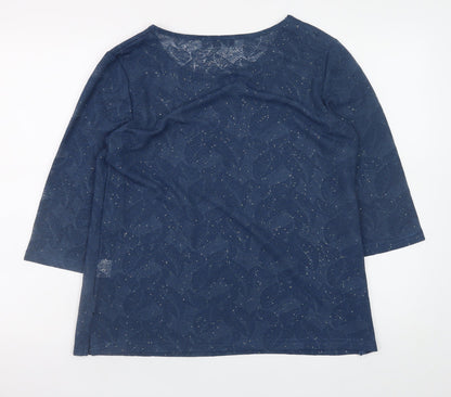 Womens UK Size 14 Just Elegance Blue Basic Blouse