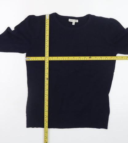 Laura Ashley Women's Blue Cotton Crew Neck Jumper Size 14