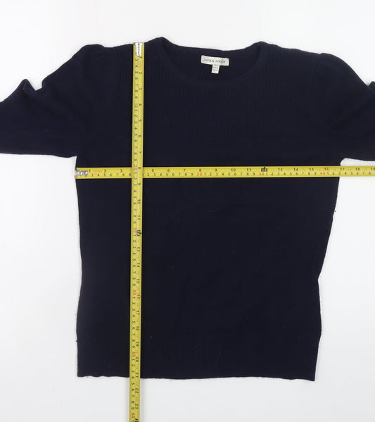 Laura Ashley Women's Blue Cotton Crew Neck Jumper Size 14