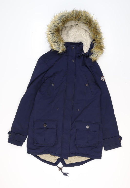 Womens UK Size 12 Puffa Blue Parka Coat
