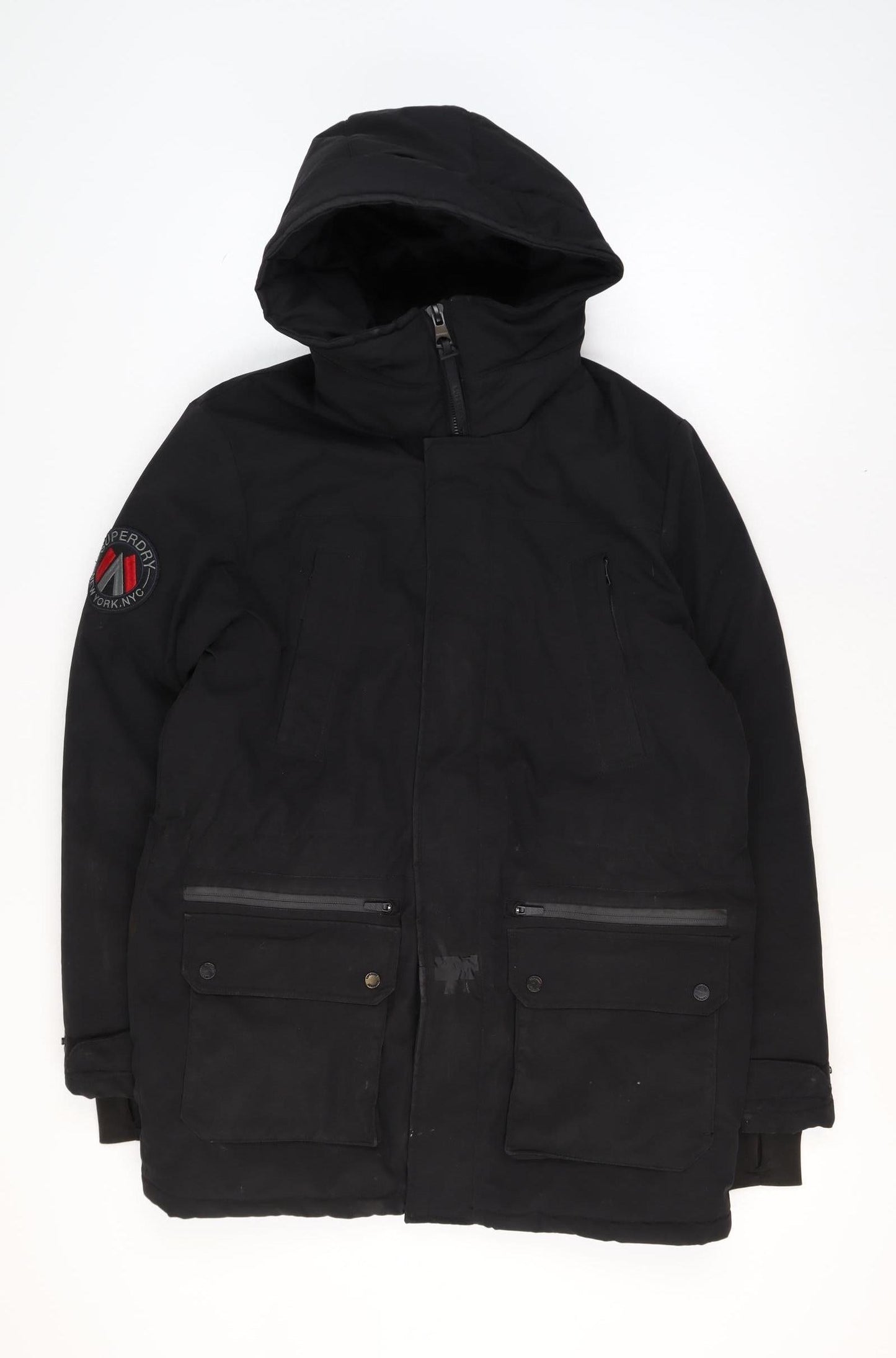 Mens UK Size S Superdry Black Parka Coat