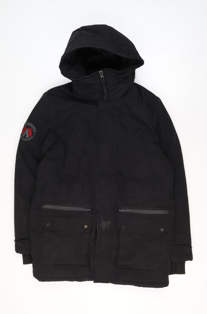 Mens UK Size S Superdry Black Parka Coat