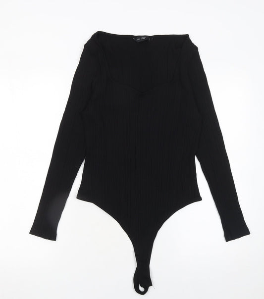 Womens UK Size XL F&F One-Piece Black Bodysuit