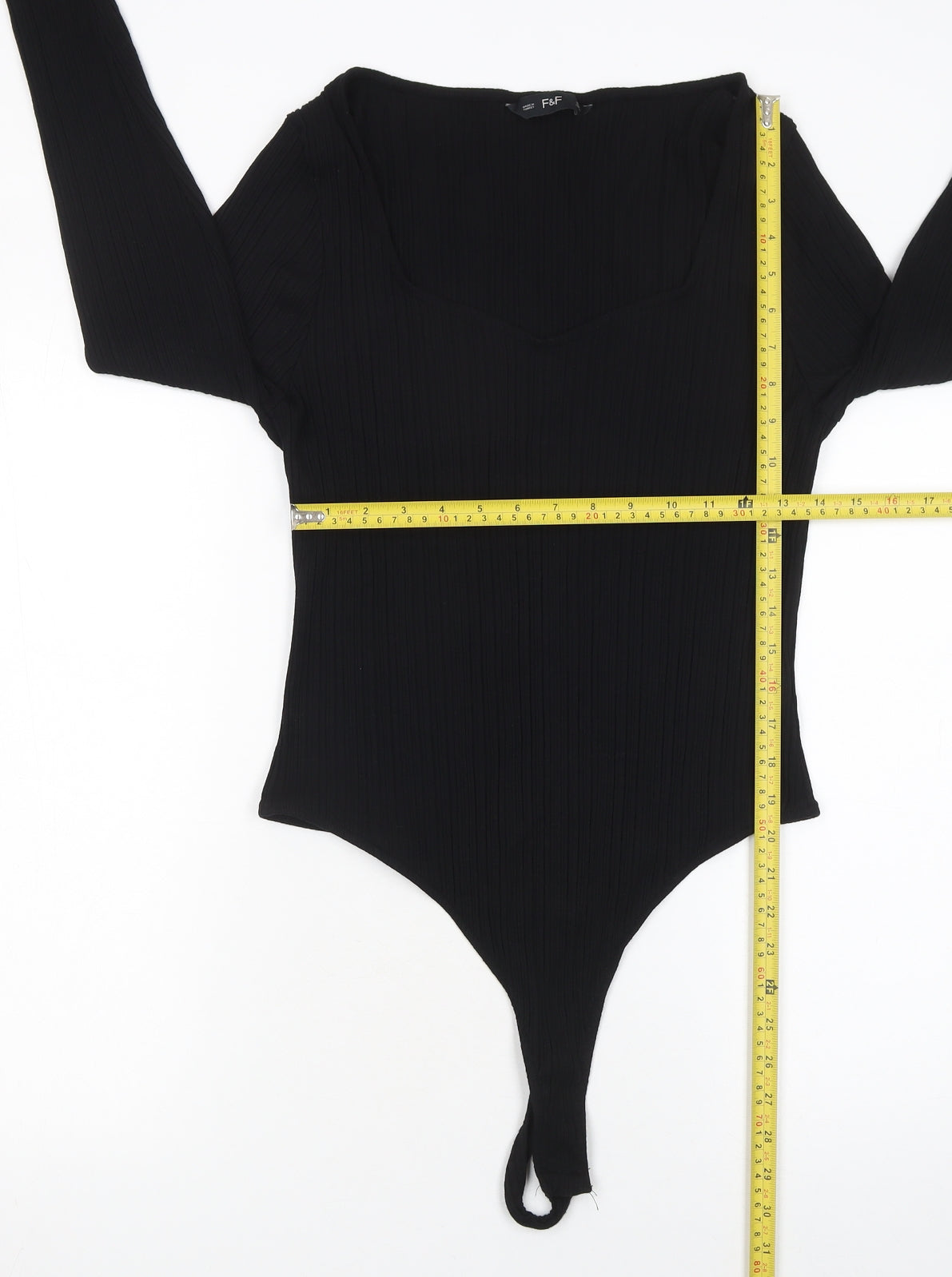 Womens UK Size XL F&F One-Piece Black Bodysuit