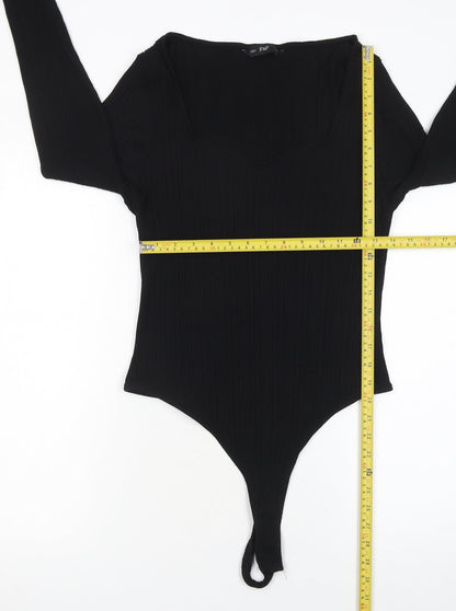Womens UK Size XL F&F One-Piece Black Bodysuit