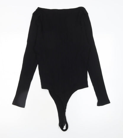 Womens UK Size XL F&F One-Piece Black Bodysuit