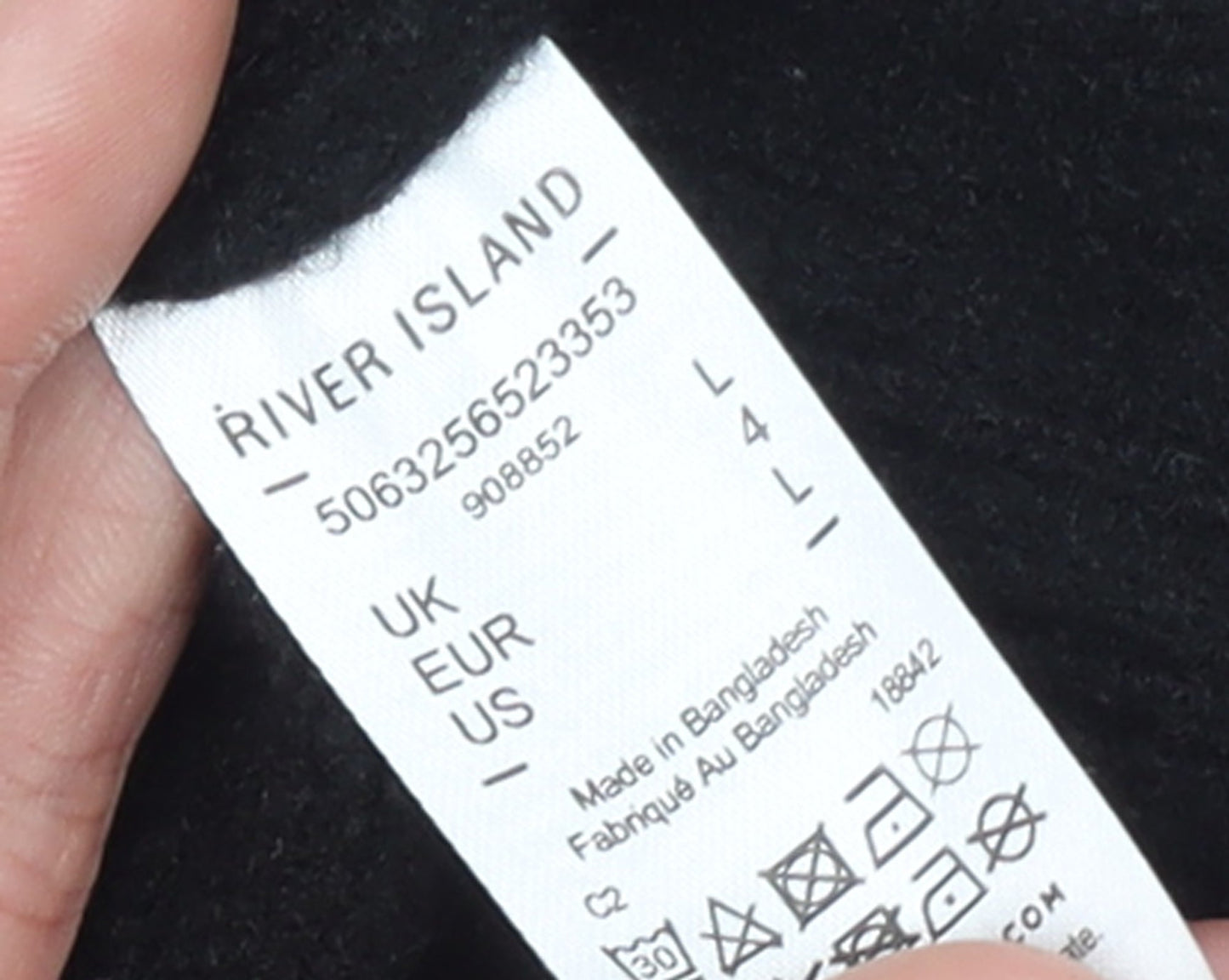 Womens UK Size L River Island Black Pullover Jumper