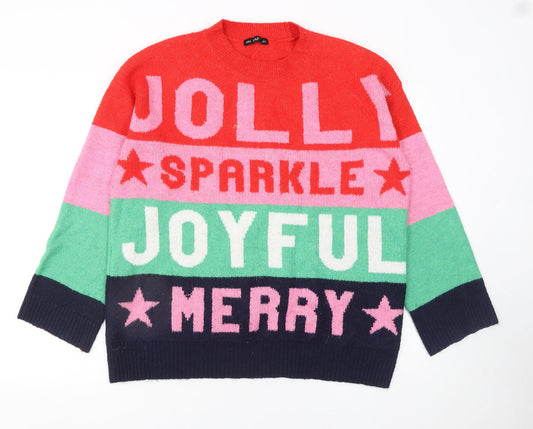 Womens UK Size M F&F Multicoloured Pullover Jumper