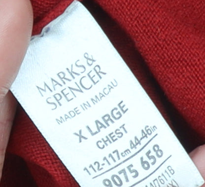 Mens UK Size XL Marks and Spencer Red Pullover Jumper