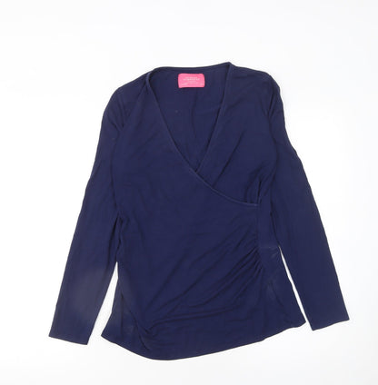 Womens UK Size 14 Charles Tyrwhitt Blue Wrap Blouse