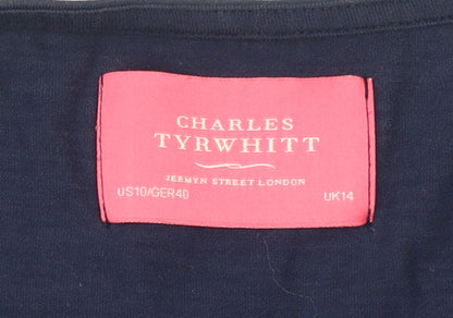 Womens UK Size 14 Charles Tyrwhitt Blue Wrap Blouse