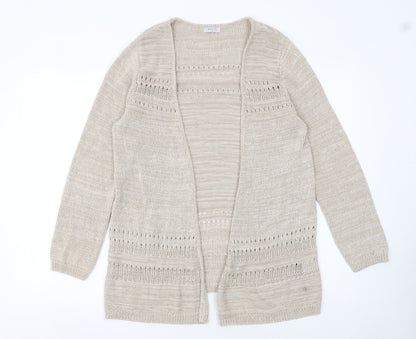 Bella di Notte Women’s Beige Open-Knit Long Sleeve Cardigan Size 10