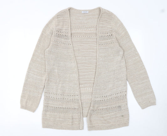 Bella di Notte Women’s Beige Open-Knit Long Sleeve Cardigan Size 10