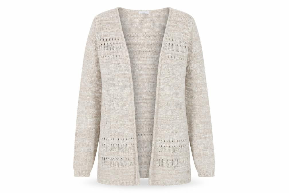 Bella di Notte Women’s Beige Open-Knit Long Sleeve Cardigan Size 10