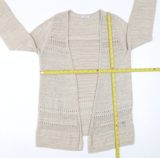 Bella di Notte Women’s Beige Open-Knit Long Sleeve Cardigan Size 10