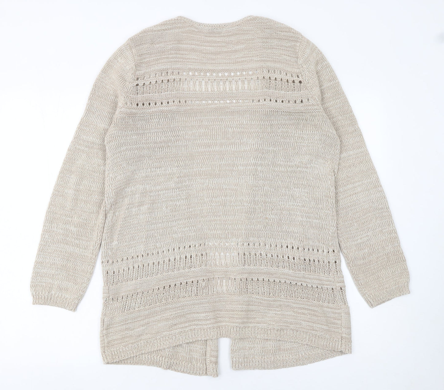 Bella di Notte Women’s Beige Open-Knit Long Sleeve Cardigan Size 10