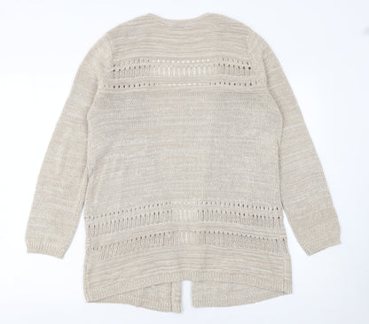 Bella di Notte Women’s Beige Open-Knit Long Sleeve Cardigan Size 10