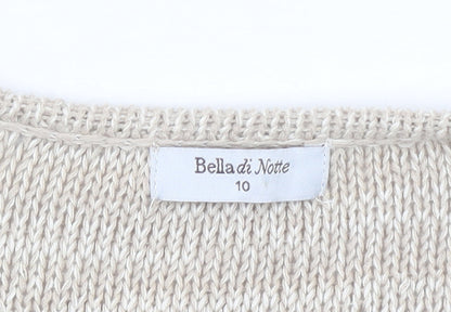 Bella di Notte Women’s Beige Open-Knit Long Sleeve Cardigan Size 10