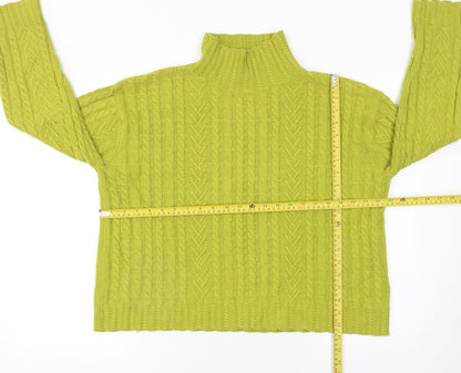 Marks and Spencer Womens Green Cable Knit High Neck Jumper M