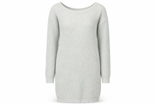 Front view of Missguided Women’s Grey Knit Jumper Dress, size UK 10-12