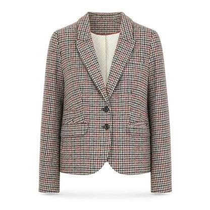 H&M Womens Brown Checked Wool Blend Single-Breasted Blazer UK 12