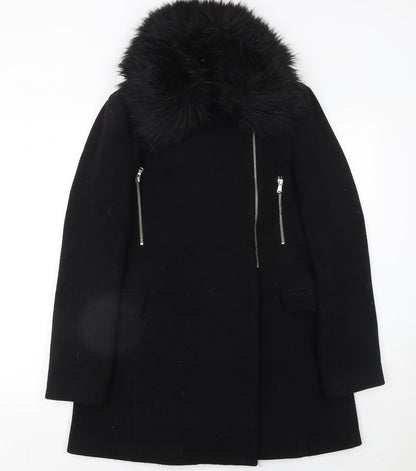 Womens UK Size M Zara Black Overcoat