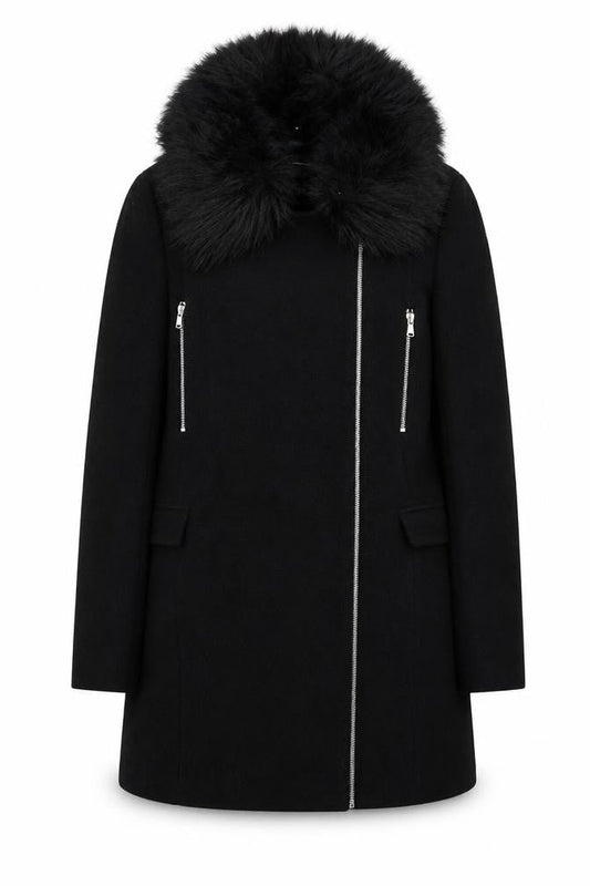 Womens UK Size M Zara Black Overcoat