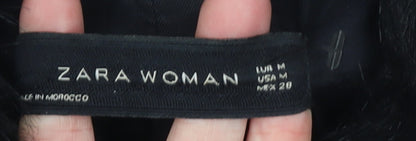 Womens UK Size M Zara Black Overcoat