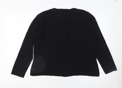 Roman Originals Women Black White Beaded Long Sleeve Pullover Jumper L