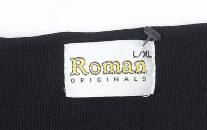 Roman Originals Women Black White Beaded Long Sleeve Pullover Jumper L