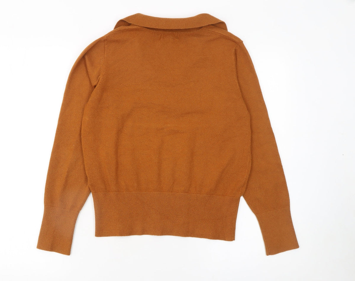 Womens UK Size S OBJECT Brown Pullover Jumper
