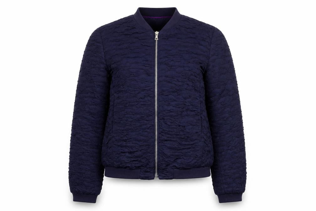 H&M Women Blue Bomber Jacket Size 10 Zip Front Lined Casual