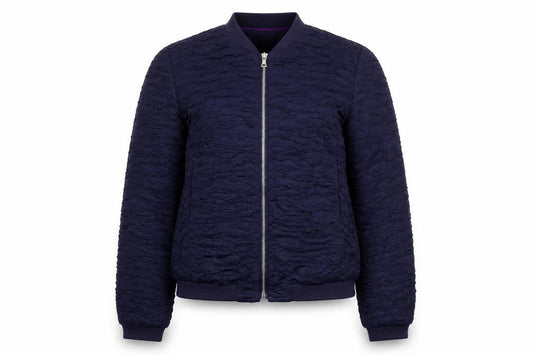 H&M Women Blue Bomber Jacket Size 10 Zip Front Lined Casual